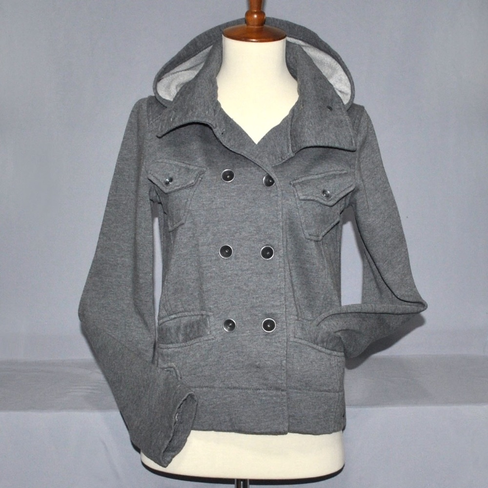 Hurley Women's Moto Sweatshirt Jacket Size Small Gray With Hood